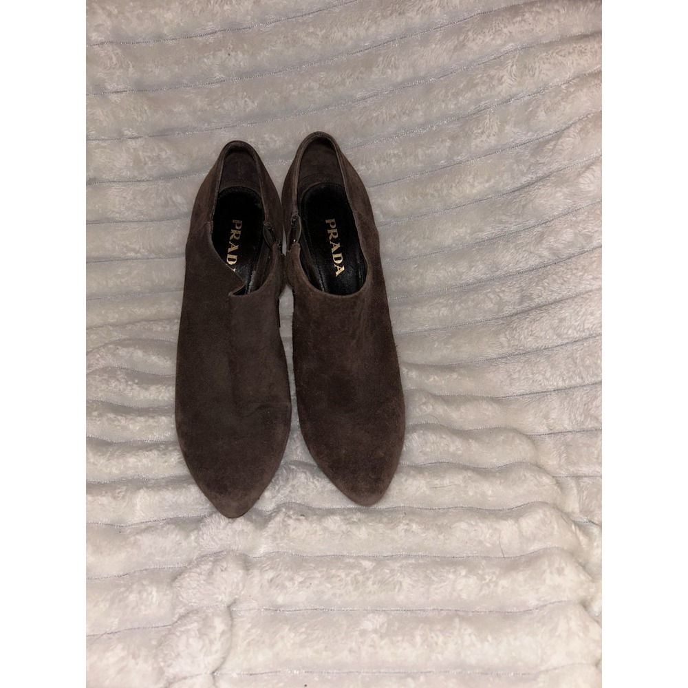 Prada Brown Suede Ankle Booties - Picture 12 of 14